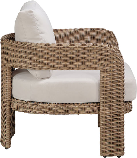 Kira Beige Olefin Water Resistant Fabric And Wicker Outdoor Patio Accent Chair, 1 Piece