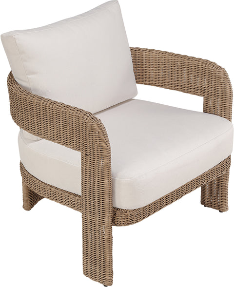 Kira Beige Olefin Water Resistant Fabric And Wicker Outdoor Patio Accent Chair, 1 Piece