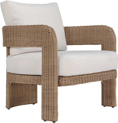 Kira Beige Olefin Water Resistant Fabric And Wicker Outdoor Patio Accent Chair, 1 Piece