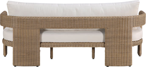 Kira 83.5" Beige Olefin Water Resistant Fabric And Wicker Outdoor Patio Sofa, 1 Piece