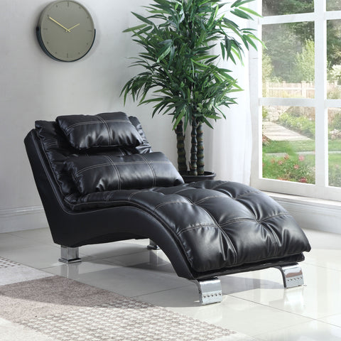 Arkell Faux Leather Upholstered Tufted Chaise BlackBlack