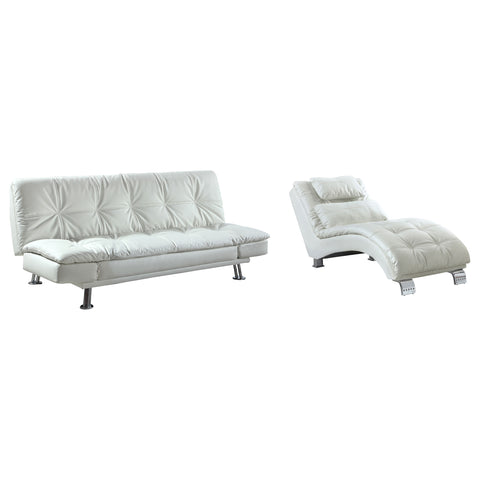 Arkell Faux Leather Upholstered Tufted Chaise WhiteWhite
