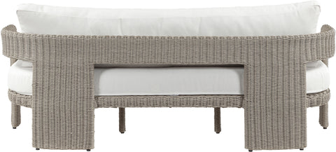 Kira 83.5" Cream Olefin Water Resistant Fabric And Wicker Outdoor Patio Sofa, 1 Piece