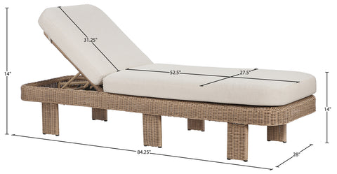 Kira Beige Olefin Water Resistant Fabric And Wicker Outdoor Patio Lounge Chair, 1 Piece