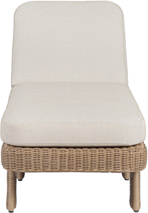 Kira Beige Olefin Water Resistant Fabric And Wicker Outdoor Patio Lounge Chair, 1 Piece