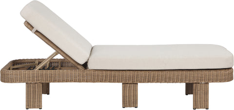 Kira Beige Olefin Water Resistant Fabric And Wicker Outdoor Patio Lounge Chair, 1 Piece