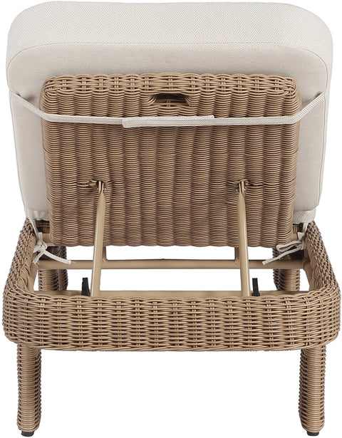 Kira Beige Olefin Water Resistant Fabric And Wicker Outdoor Patio Lounge Chair, 1 Piece