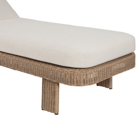 Kira Beige Olefin Water Resistant Fabric And Wicker Outdoor Patio Lounge Chair, 1 Piece