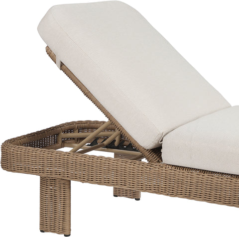 Kira Beige Olefin Water Resistant Fabric And Wicker Outdoor Patio Lounge Chair, 1 Piece