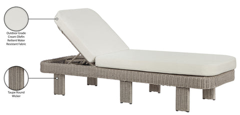 Kira Cream Olefin Water Resistant Fabric And Wicker Outdoor Patio Lounge Chair, 1 Piece