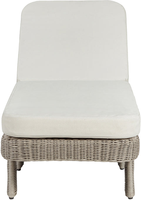 Kira Cream Olefin Water Resistant Fabric And Wicker Outdoor Patio Lounge Chair, 1 Piece