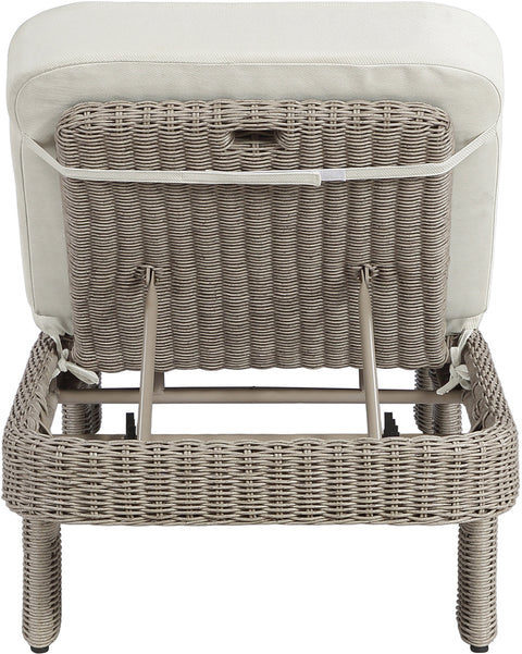Kira Cream Olefin Water Resistant Fabric And Wicker Outdoor Patio Lounge Chair, 1 Piece