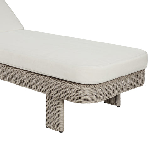 Kira Cream Olefin Water Resistant Fabric And Wicker Outdoor Patio Lounge Chair, 1 Piece