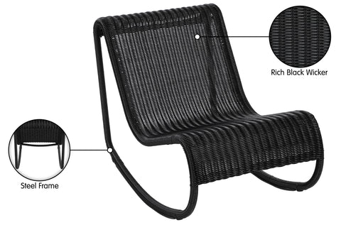 Selene Black Wicker Outdoor Patio Rocking Chair, 1 Piece