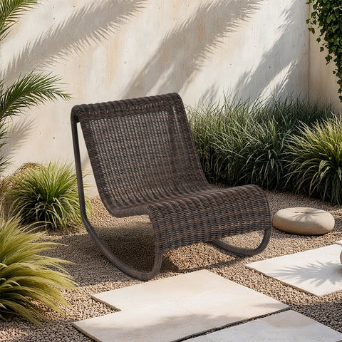 Selene Brown Wicker Outdoor Patio Rocking Chair, 1 Piece