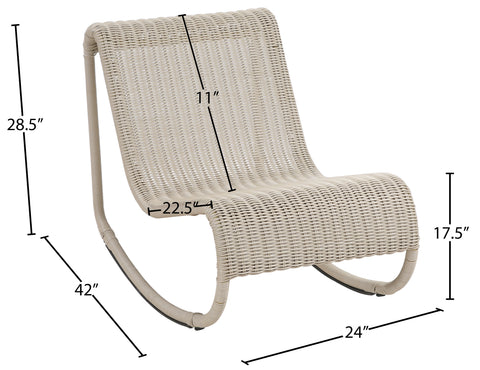 Selene Cream Wicker Outdoor Patio Rocking Chair, 1 Piece