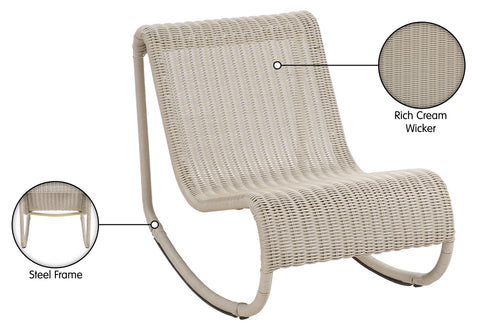 Selene Cream Wicker Outdoor Patio Rocking Chair, 1 Piece
