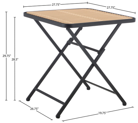 Noelle 27.75" Black / Natural Iron Outdoor Dining Table, 1 Piece