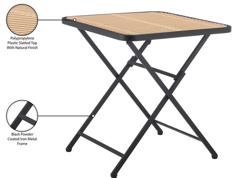 Noelle 27.75" Black / Natural Iron Outdoor Dining Table, 1 Piece