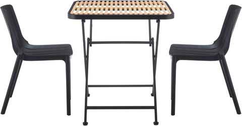 Noelle 27.75" Black / Natural Iron Outdoor Dining Table, 1 Piece
