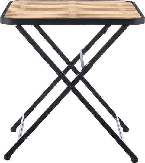 Noelle 27.75" Black / Natural Iron Outdoor Dining Table, 1 Piece