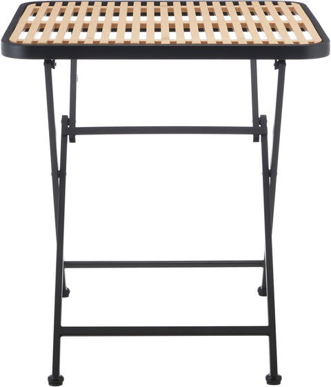 Noelle 27.75" Black / Natural Iron Outdoor Dining Table, 1 Piece