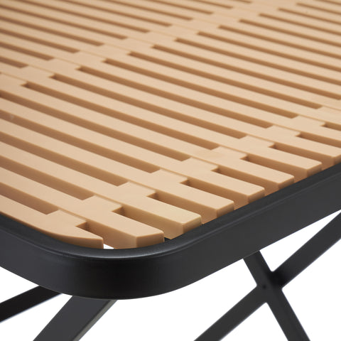 Noelle 27.75" Black / Natural Iron Outdoor Dining Table, 1 Piece