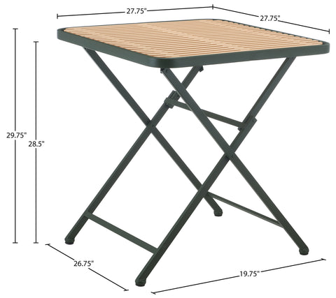 Noelle 27.75" Green / Natural Iron Outdoor Dining Table, 1 Piece
