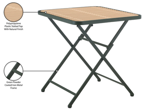 Noelle 27.75" Green / Natural Iron Outdoor Dining Table, 1 Piece