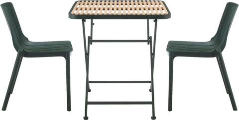 Noelle 27.75" Green / Natural Iron Outdoor Dining Table, 1 Piece