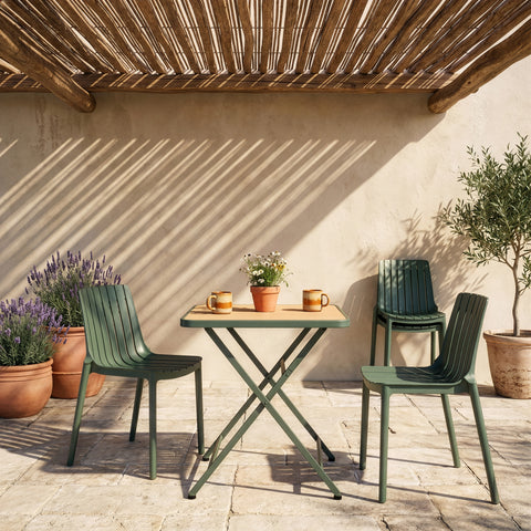 Noelle 27.75" Green / Natural Iron Outdoor Dining Table, 1 Piece