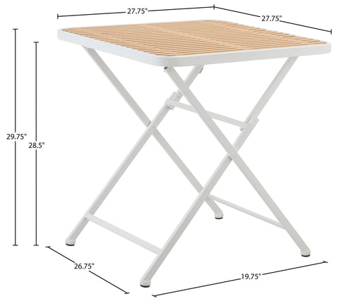 Noelle 27.75" White / Natural Iron Outdoor Dining Table, 1 Piece