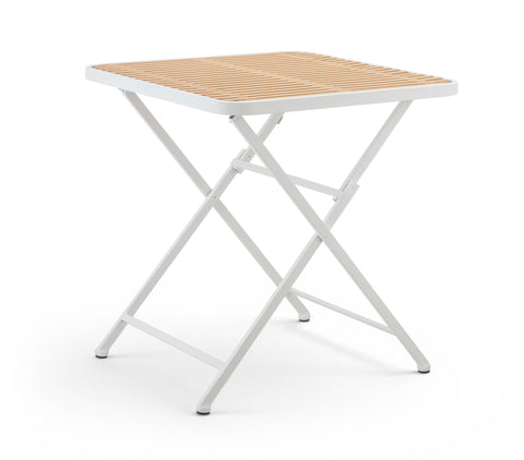 Noelle 27.75" White / Natural Iron Outdoor Dining Table, 1 Piece