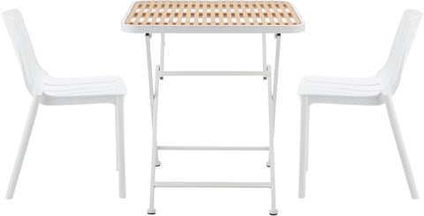 Noelle 27.75" White / Natural Iron Outdoor Dining Table, 1 Piece