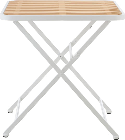 Noelle 27.75" White / Natural Iron Outdoor Dining Table, 1 Piece