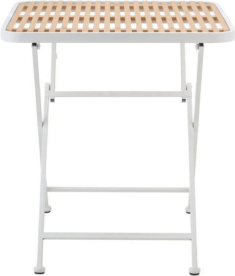 Noelle 27.75" White / Natural Iron Outdoor Dining Table, 1 Piece