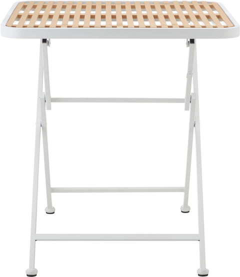 Noelle 27.75" White / Natural Iron Outdoor Dining Table, 1 Piece