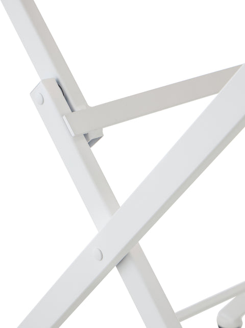 Noelle 27.75" White / Natural Iron Outdoor Dining Table, 1 Piece