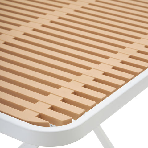 Noelle 27.75" White / Natural Iron Outdoor Dining Table, 1 Piece