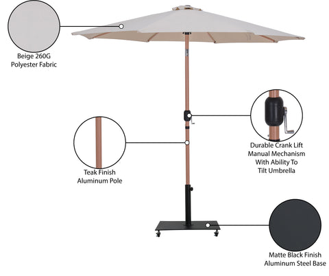 Arden Beige Water Resistant Fabric And Aluminum Patio Umbrella with Base Set