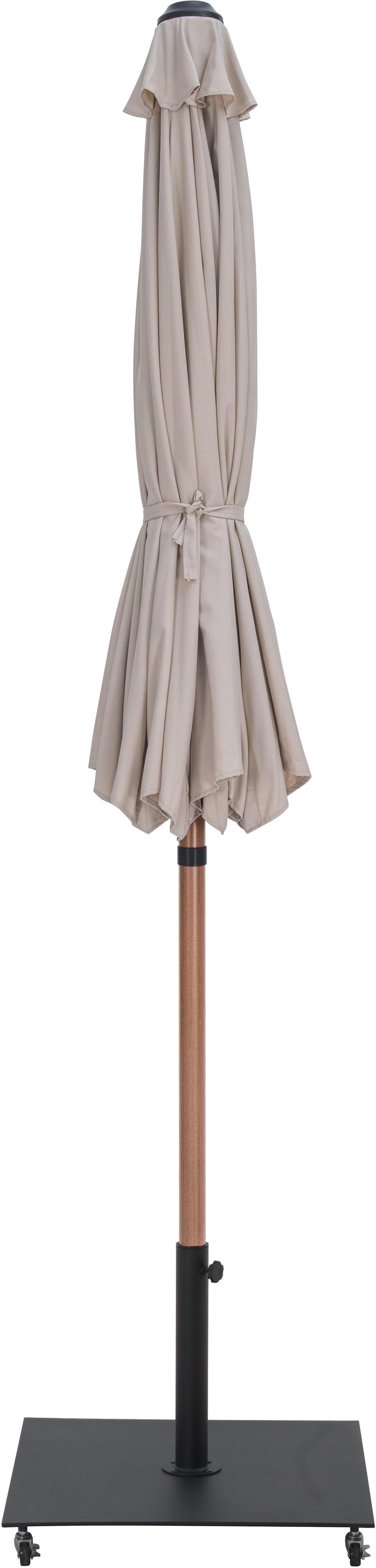 farrah beige fabric / matte black aluminum patio umbrella with base sets