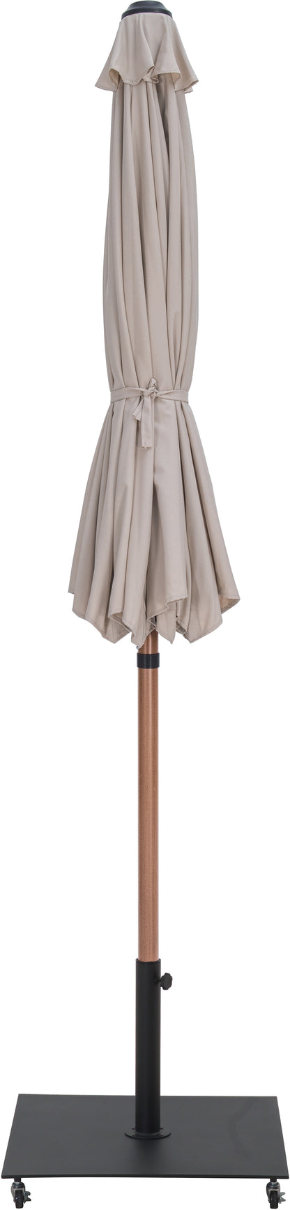 Farrah Beige Fabric / Matte Black Aluminum Patio Umbrella with Base Sets