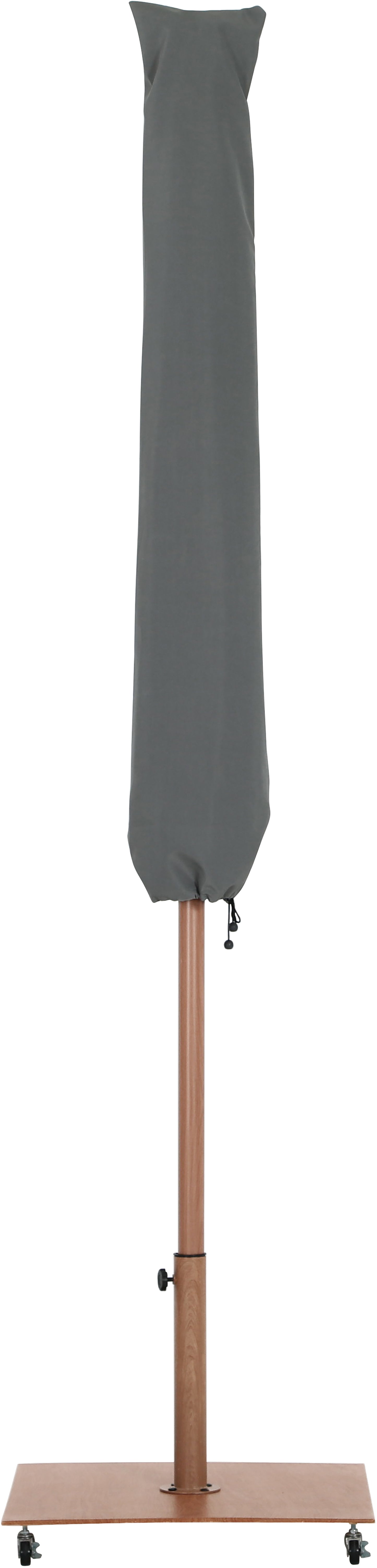 farrah beige fabric / teak aluminum patio umbrella with base sets