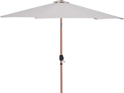 Farrah Beige Fabric / Teak Aluminum Patio Umbrella with Base Sets