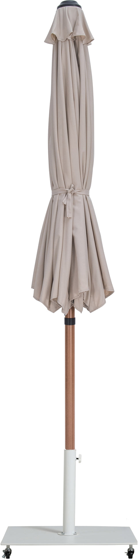 Farrah Beige Fabric / Matte White Aluminum Patio Umbrella with Base Sets