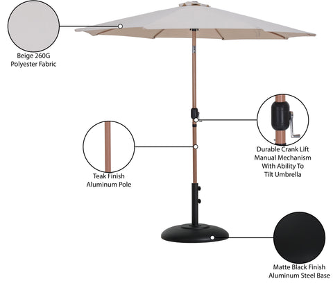 Arden Beige Water Resistant Fabric And Aluminum Patio Umbrella with Base Set (Style 4)