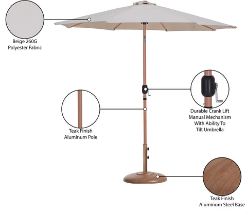 Arden Beige Water Resistant Fabric And Aluminum Patio Umbrella with Base Set (Style 5)