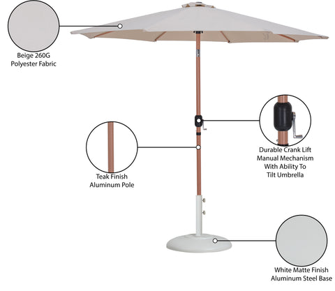 Arden Beige Water Resistant Fabric And Aluminum Patio Umbrella with Base Set (Style 6)