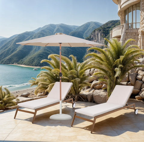 Arden Beige Water Resistant Fabric And Aluminum Patio Umbrella with Base Set (Style 6)