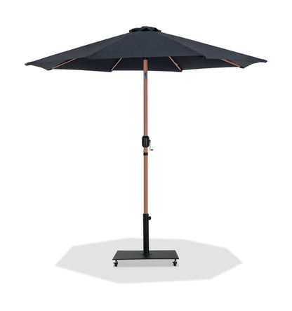 Farrah Black Fabric / Matte Black Aluminum Patio Umbrella with Base Sets